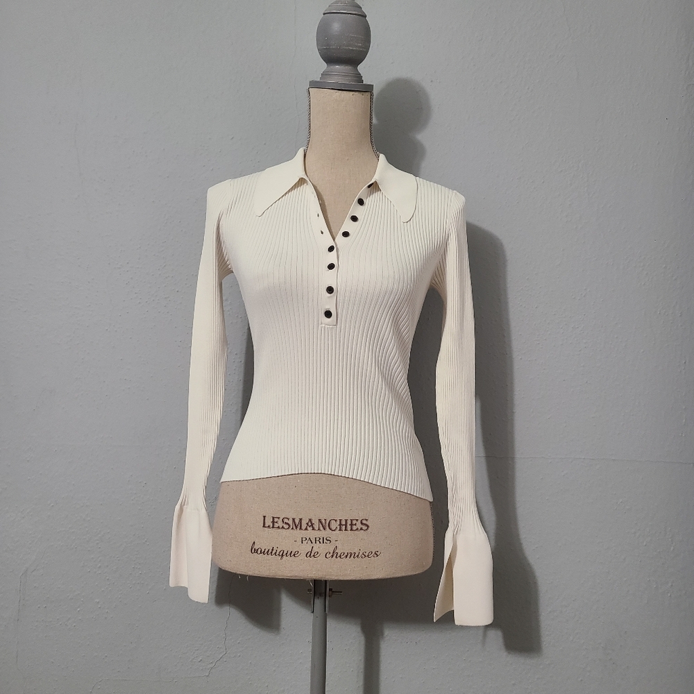 A. L. C. Eleanor Ribbed Knit Sweater Minimalist Quiet Luxury Size Small